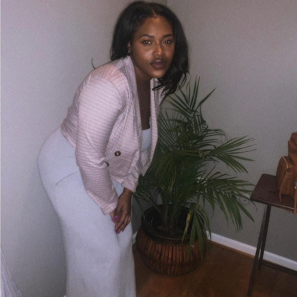 Cropped checkered blazer